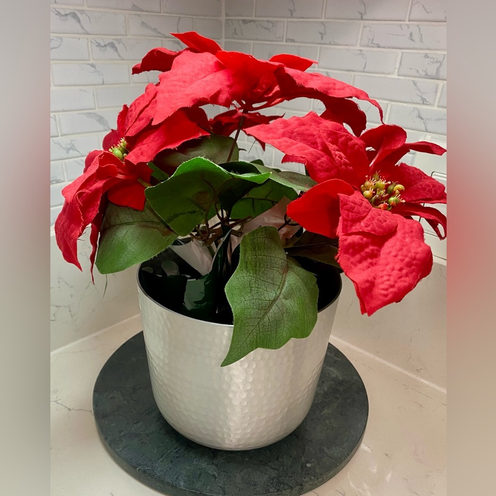 Silver Hammered Metal Planter - Picture 5 of 5